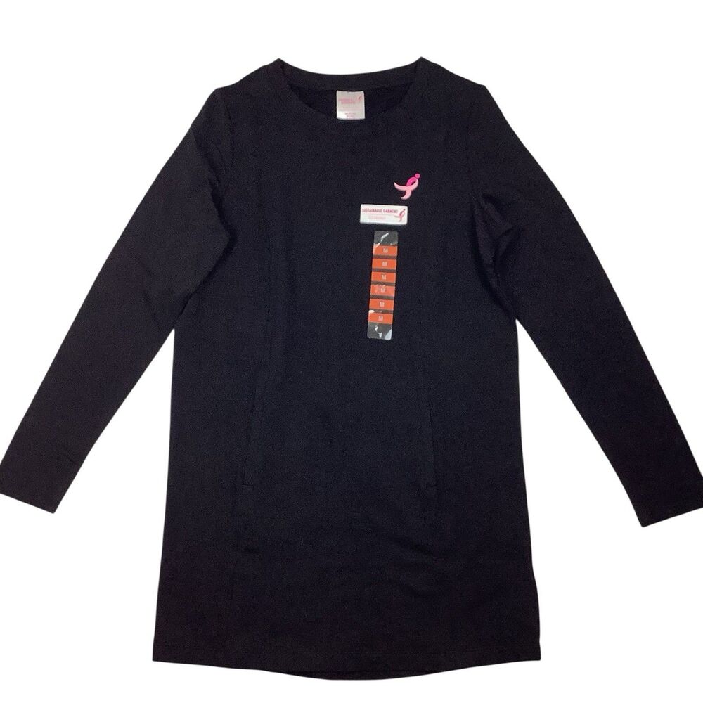 Susan G Komen Long Sleeve Tunic Top M Kangaroo Pockets Pink Ribbon Breast Cancer